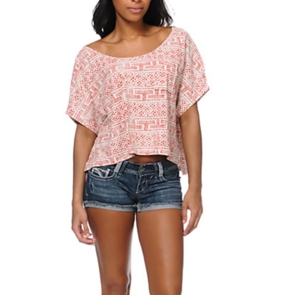 FOREVER 21 boho sunshine Print Crop blouse cottage womems size S - Picture 6 of 6